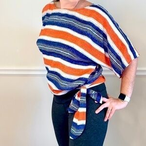 MICHAEL KORS Striped Side Tie Top Size M